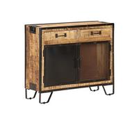 Buffet Commode Armoire Latérale Armoire de Rangement Meuble de Rangement avec 2 Portes et 2 Tiroirs 80x31x71 cm Bois de Manguier Massif Brut