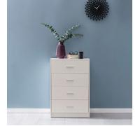 Chiffonnier 4 tiroirs 60x30x90 cm blanc et argent