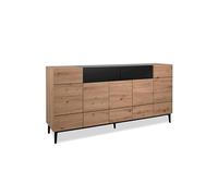 Buffet Commode Bois de Chêne en Noir Naturel Meuble de Salon