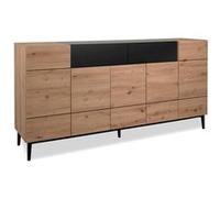 Buffet Commode Bois de Chêne en Noir Naturel Meuble de Salon Marron G