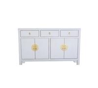 Buffet Commode Chinois Pastel Grey - Fine Asianliving - W140xD35 x H 85 cm - Gris - Blanc - Adulte