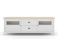 Buffet, commode de rangement avec 2 tiroirs et 2 portes en pin coloris blanc, chêne - Longueur 180 x Profondeur 40 x Hauteur 59,30 cm - -