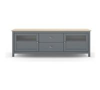 Buffet, commode de rangement avec 2 tiroirs et 2 portes en pin coloris Vert kaki, chêne - Longueur 180 x Profondeur 40 x Hauteur 59,30 cm - PEGANE - Vert