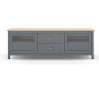 Buffet, commode de rangement avec 2 tiroirs et 2 portes en pin coloris Vert kaki, chêne - Longueur 180 x Profondeur 40 x Hauteur 59,30 cm - -