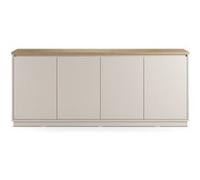 PEGANE Buffet, Commode de Rangement avec 4 Portes Aspect Bois Coloris chêne, Blanc - Longueur 201 x Profondeur 40,1 x Hauteur 84,40 cm