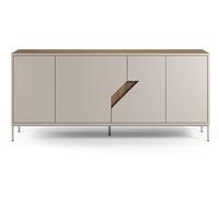 Buffet, commode de rangement avec 4 portes aspect bois coloris chêne, crème - Longueur 180 x Profondeur 40 x Hauteur 80 cm - -