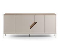 Buffet, commode de rangement avec 4 portes aspect bois coloris chêne, crème - Longueur 180 x Profondeur 40 x Hauteur 80 cm - PEGANE - Bois G