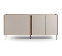 PEGANE Buffet, Commode de Rangement avec 4 Portes Aspect Bois Coloris crème, chêne et Pieds en métal -Longueur 180 x Profondeur 40,50 x Hauteur 82,50 cm
