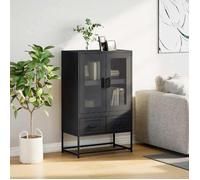 Buffet commode en acier - vidaXL - Noir - 68x39x111 5 cm - 4 compartiments - 2 portes - 2 tiroirs - Capacité 76 kg