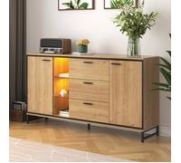 Buffet Commode en Bois, Buffet Salle a Manger avec 2 Portes et 3 tiroirs, Meuble Polyvalent pour Salon, Salle à Manger 160x40x85 cm