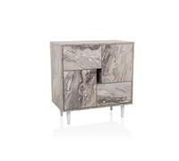 hjh LIVING Commode LYKKJA avec tiroirs et portes, 72x39,5x77 cm, Blanc/marbre