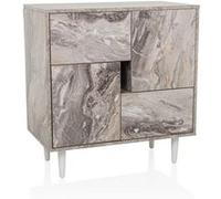 hjh LIVING Commode LYKKJA avec tiroirs et portes, 72x39,5x77 cm, Blanc/marbre