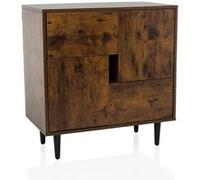 Buffet / commode LYKKJA 76 x 39,5 x 76 cm 2 tiroirs 2 portes marron/noir hjh LIVING Chêne fumé G