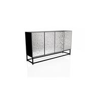 Buffet / Commode METALLIO 140 x 37 x 80 cm 4 portes argent hjh LIVING Noir/Argent G