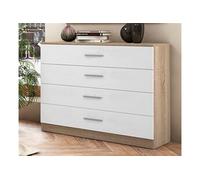 Buffet commode, meuble de rangement coloris chêne cambrian, blanc - Longueur 100 x Profondeur 40 x Hauteur 84 cm -PEGANE- Bois G