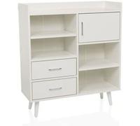hjh Living Commode moderne MYRDAL 80×30×90 cm avec compartiments ouverts et fermés Blanc