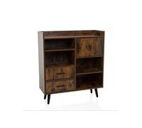 hjh LIVING Commode MYRDAL rétro-industriel 80×30×90 cm 2 tiroirs 1 porte Marron/Noir
