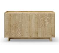 Buffet, commode rectangulaire aspect bois avec 3 portes coloris chêne - Longueur 140 x Profondeur 40 x Hauteur 80 cm - -