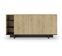 Buffet, commode rectangulaire aspect bois coloris chêne, noir - Longueur 170 x Profondeur 40 x Hauteur 80 cm - PEGANE - Noir G