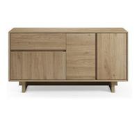 Buffet, commode rectangulaire avec 3 portes et 1 tiroir aspect bois coloris chêne - Longueur 146 x Profondeur 45 x Hauteur 76,5 cm - PEGANE - Bois