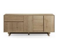 Buffet, commode rectangulaire avec 4 portes et 1 tiroir aspect bois coloris chêne - Longueur 180 x Profondeur 45 x Hauteur 76,5 cm - PEGANE - Bois