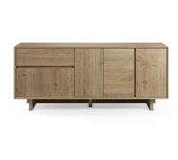 Buffet, commode rectangulaire avec 4 portes et 1 tiroir aspect bois coloris chêne - Longueur 180 x Profondeur 45 x Hauteur 76,5 cm - -