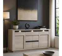 Buffet contemporain 4 portes-1 tiroir chêne blanchi MELINDA