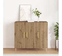 Buffet contemporain - vidaXL - Poignées dorées - Finition chêne - 3 portes - Beige