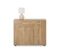 Idimex Buffet Coraline – Commode 1 tiroir 3 portes – Mélaminé chêne Sonoma – L88×H70×P30 cm