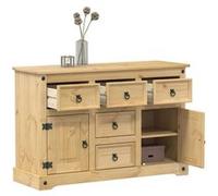 Buffet Corona 115x40x76 cm bois massif de pin, armoire de rangement, meuble de rangement de cuisine, meuble de rangement de salon