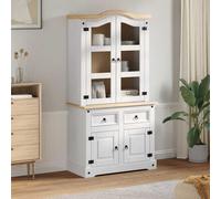 vidaXL Buffet moderne avec tiroir blanc Pin massif 100×48,5×179 cm