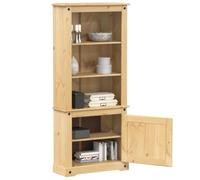 Buffet Corona en bois massif de pin Buffet haut en bois massif de pin avec grand rangement et porte pratique 74 x 38 x 170 cm