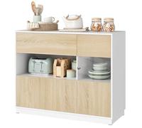 Buffet Cuisine 100x40x80cm - WOLTU Commode Salon - 1 Porte Visible - Chêne Clair+Blanc