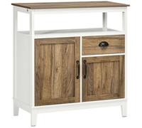 Buffet cuisine - HOMCOM - 2 portes - avec 1 tiroir, étagère ajustable, compartiment ouvert - 76,6 x 35 x 81,5 cm - chêne brun
