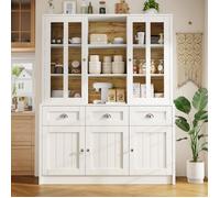 Buffet Cuisine, Meuble Cuisine Rangement Haut, Meuble de Rangement, 5 Portes et 3 Tiroirs, 140 × 38.5 × 175 cm,Acrylique & MDF