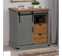 Buffet Cuisine, Style Rural, Meuble de Rangement, Commode, Buffet d'appoint, avec 1 Porte et 2 tiroirs, pour Salon ou Chambre, Gris 80x40x80 cm Bois Massif