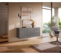 Buffet Cuor 150 cm Céramique Béton gris 3 Portes Flottant