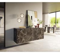 Buffet Cuor 150 cm Céramique Emperador Extra Lucidato brun foncé 3 Portes Flottant