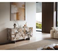 Buffet Cuor 150 cm Céramique Patagonia raffinée 3 Portes Pied optique flottant Ancier inoxydable
