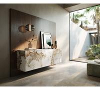 Buffet Cuor 180 cm Céramique Minas Melange Blanc-beige 2 Portes 3 Tiroirs Flottant