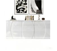Buffet d’appoint blanc 150cm avec LED rangement à plusieurs niveaux pieds hauts pour nettoyage aisé meuble d CAPTEUR D'IMAGE CCD