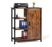 IDMarket – Buffet d'appoint Dayton – 3 étagères et placard – Effet vieilli, design industriel