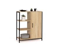 IDMarket – Buffet d'appoint Detroit 3 étagères et placard 70 cm design industriel