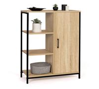 IDMarket – Buffet d'appoint Detroit 3 étagères et placard 70 cm design industriel