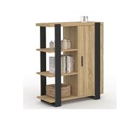 IDMarket – Buffet d'appoint PHOENIX – 3 étagères et placard – 70 cm – bois et noir