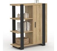 IDMarket - Buffet d'appoint 3 étagères et Placard 70 cm Phoenix Bois et Noir