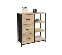 IDMarket Petit buffet d'appoint Utah – 3 tiroirs et étagères – Design industriel – Multicolore
