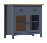 Buffet d'appoint à 2 tiroirs et 2 Portes, Buffet Salle a Manger Meuble de Rangement Armoire de Cuisine Style Rural pour Chambre et Salon, Gris 90x40x80 cm Bois de pin Solide