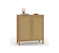 IDMarket - Buffet d'appoint Vintage 2 Portes 70 cm HANAE Effet Naturel cannage