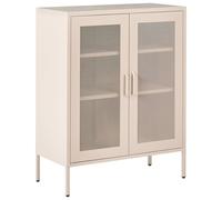 Buffet de Bureau Moderne en Acier Style Industriel 2 Portes 3 Étagères Beige Cla